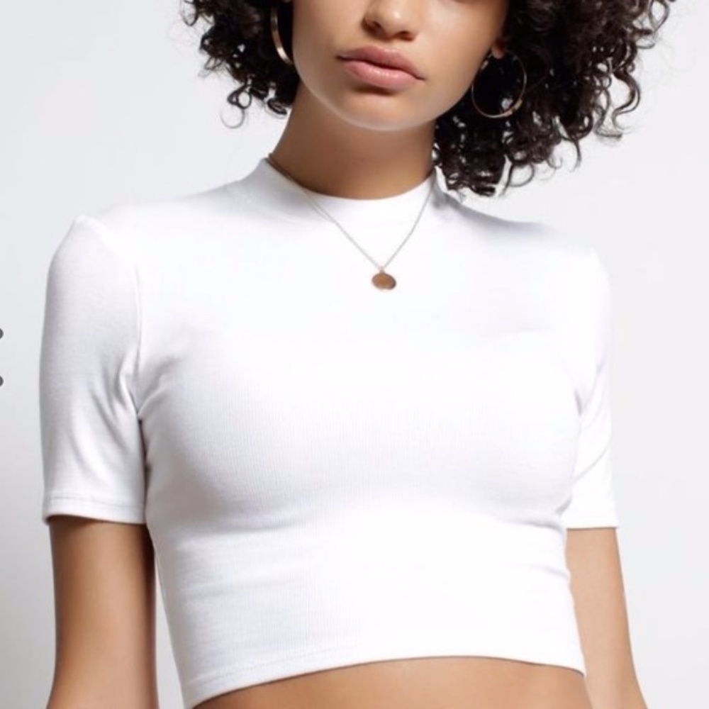 NEW Twenty Montreal Mackay Rib Crop Top White